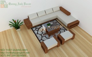 Bàn ghế sofa gỗ góc đẹp cho phòng khách hiện đại SFG118