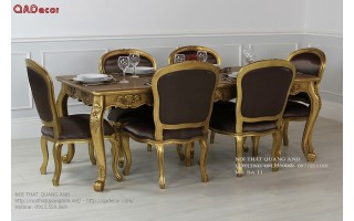 Bộ bàn ghế phòng ăn cổ điển Châu Âu BA08