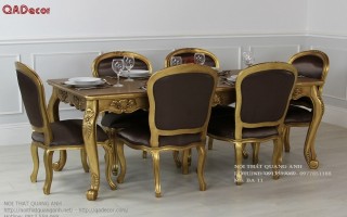 Bộ bàn ghế phòng ăn cổ điển Châu Âu BA08