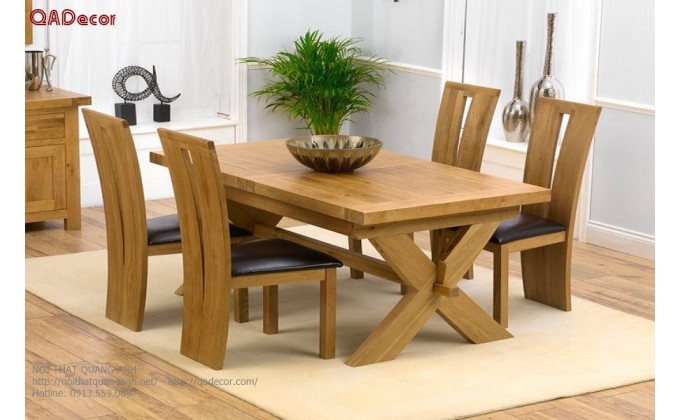 Bộ bàn ghế phòng ăn gỗ Sồi Nga BA45