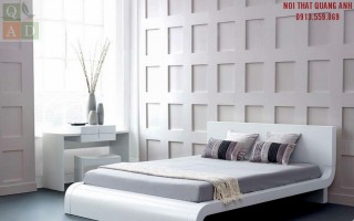 Giường ngủ gỗ tự nhiên sơn trắng GN26