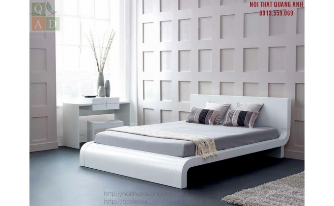 Giường ngủ gỗ tự nhiên sơn trắng GN26