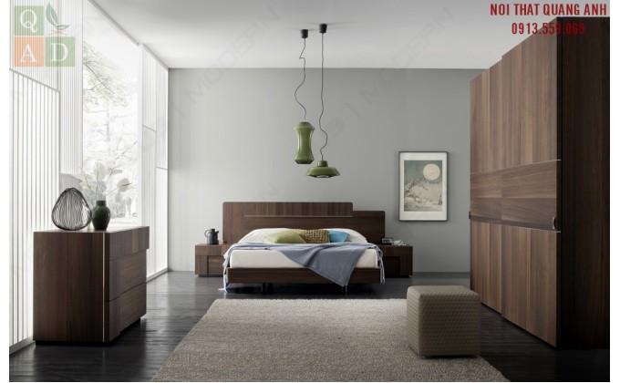 Thiết kế nội thất phòng ngủ gỗ Óc chó Walnut PN63