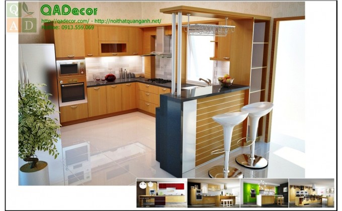 Tủ bếp gỗ tự nhiên xoan đào