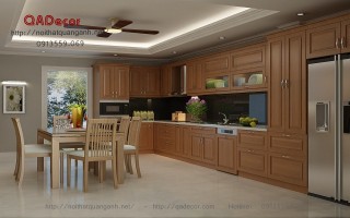 Tủ bếp gỗ Sồi Nga TBGS1