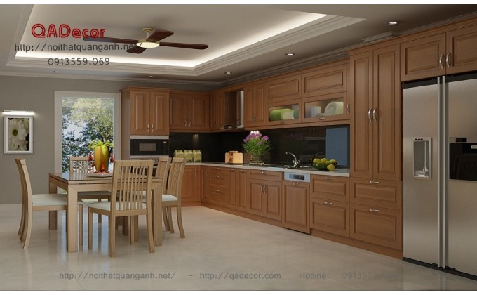 Tủ bếp gỗ Sồi Nga TBGS1
