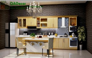 Tủ bếp gỗ Sồi Nga TBGS7