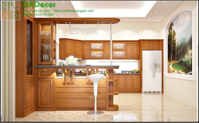 Tủ bếp gỗ Sồi Nga TBGS8