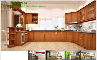 Tủ bếp gỗ TỰ NHIÊN cao cấp dạng chữ U - TBU1