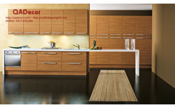Tủ bếp hiện đại gỗ veneer TBV24